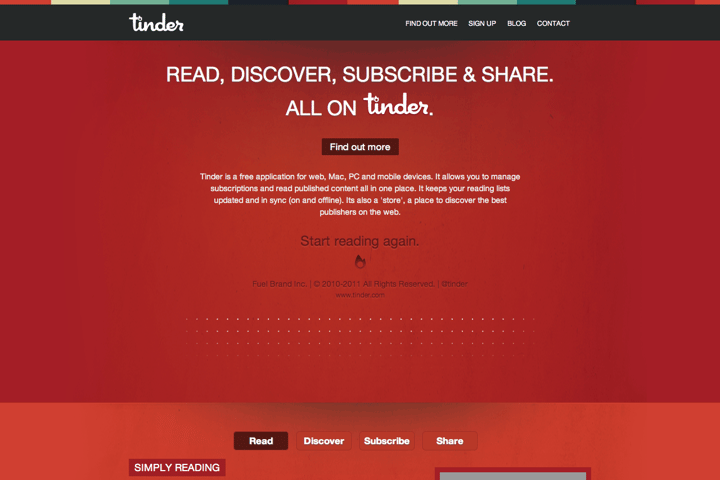 Tinder website preview