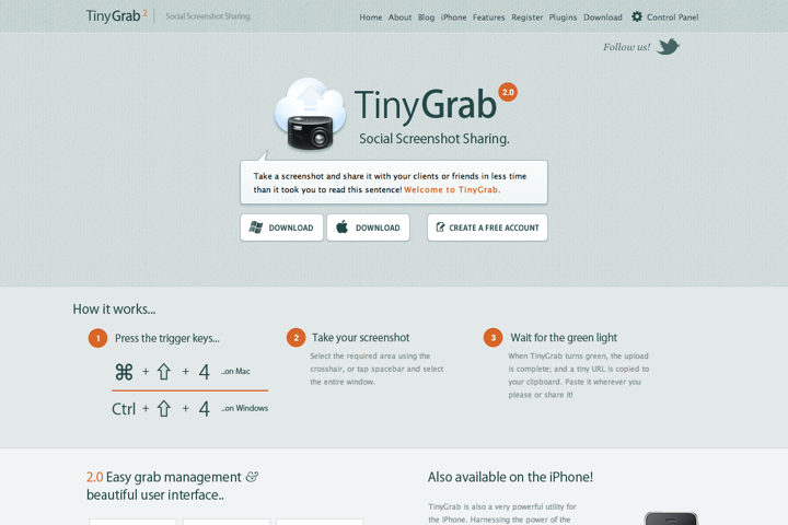 TinyGrab website preview