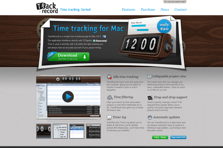 TrackRecord website preview
