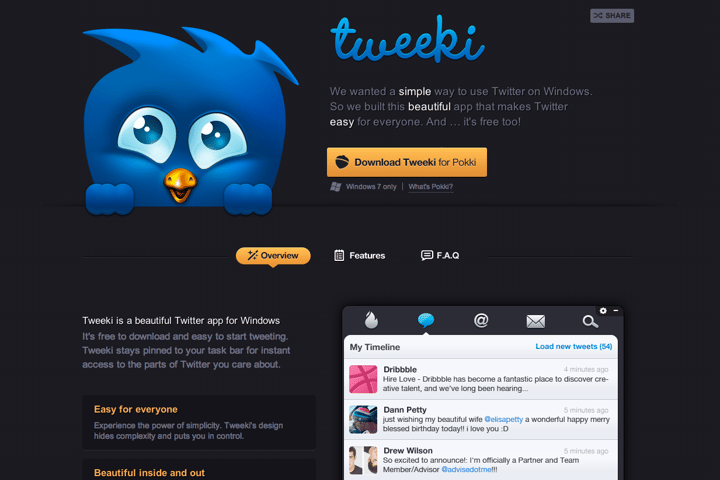 Tweeki website preview