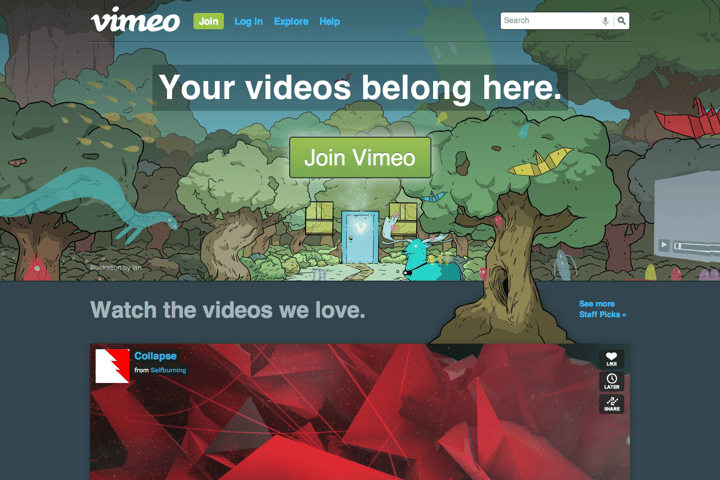 Vimeo website preview