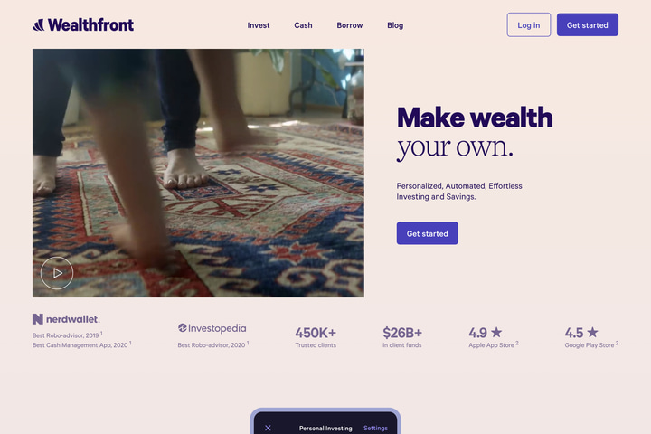 Wealthfront website preview