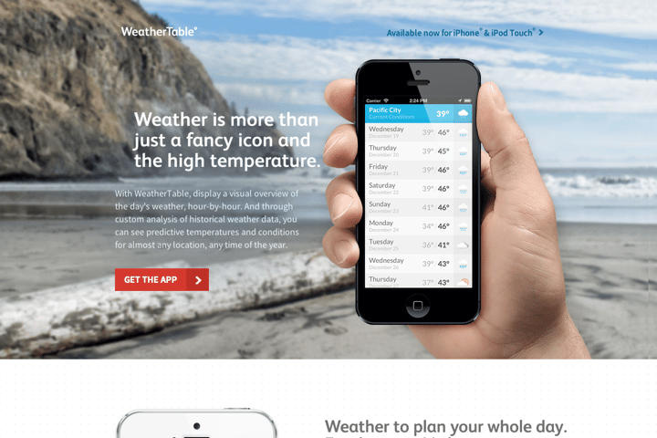WeatherTable website preview