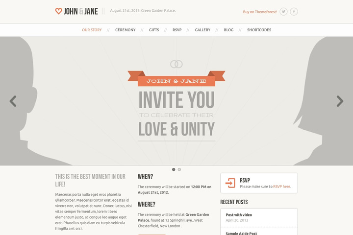 Wedding website preview