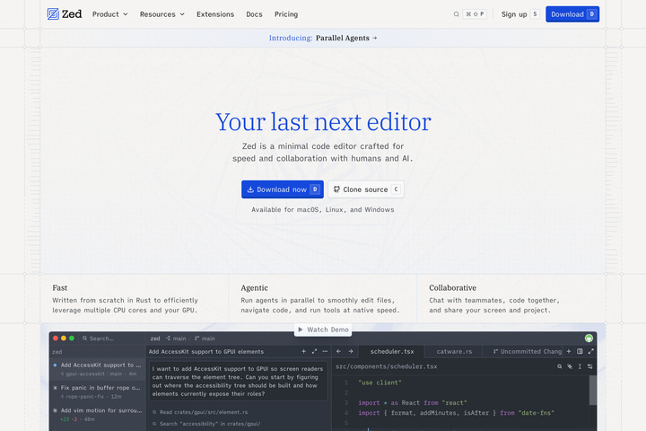 Zed website preview