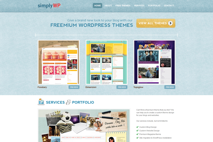 simplyWP website preview