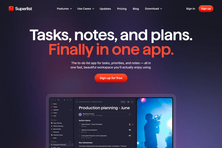 Superlist website preview