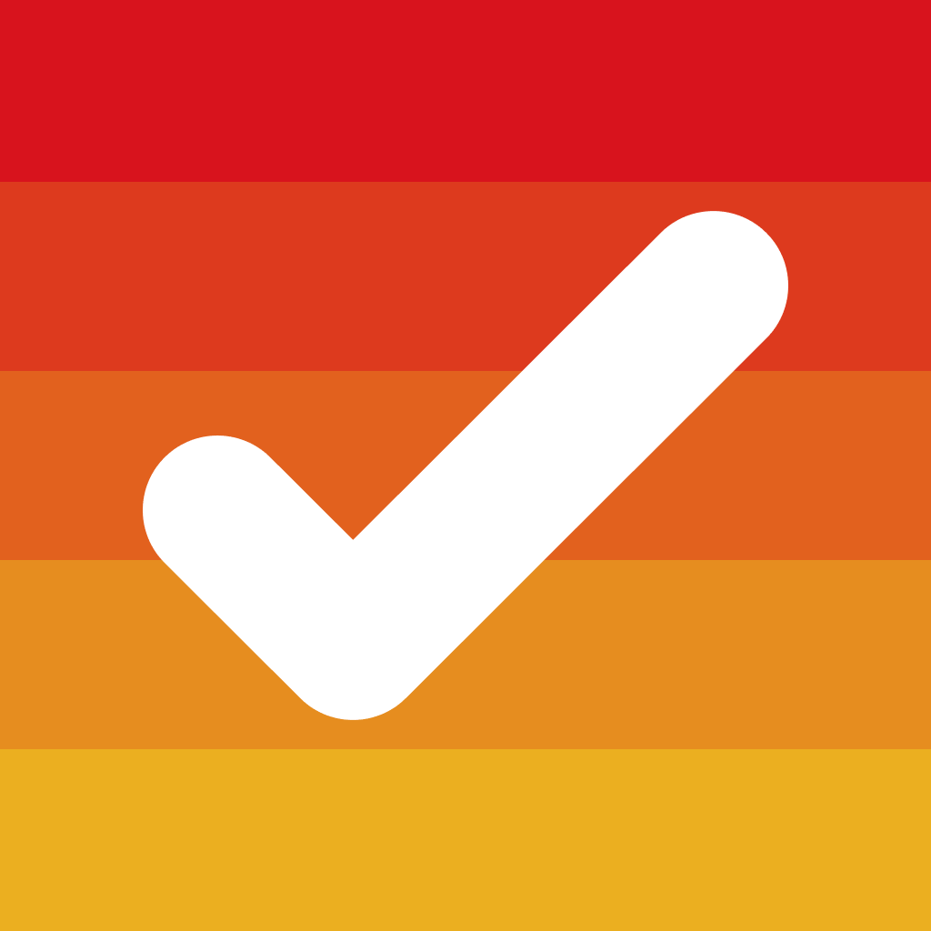 Clear: To Dos & Reminders app icon with a orange flat minimalist square design featuring a checkmark.