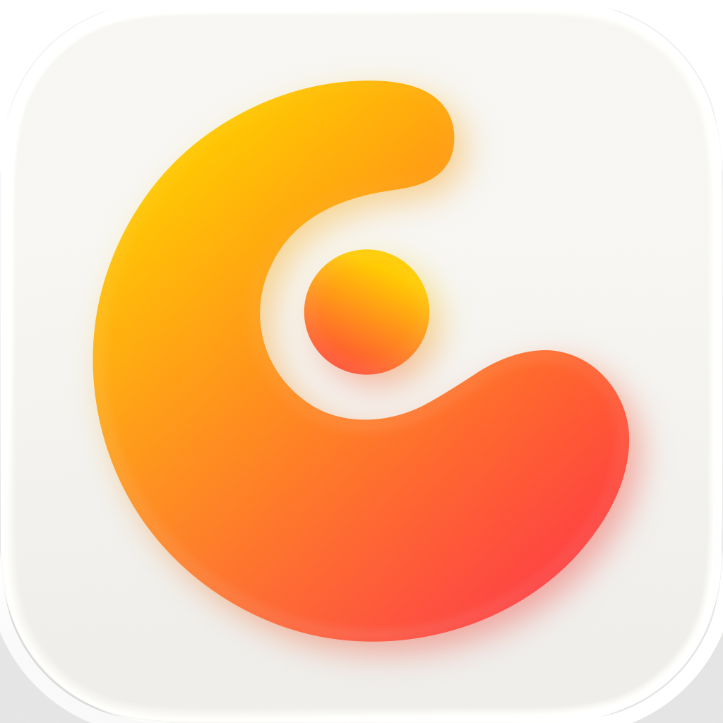 Concepts app icon with a white soft 3D squircle design featuring a stylized letter c.