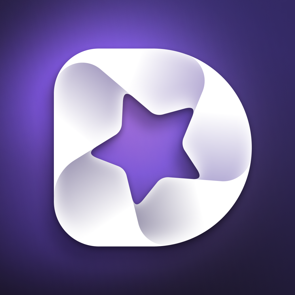 Detail: AI Video Editor app icon with a purple soft 3D squircle design featuring a four-pointed star.