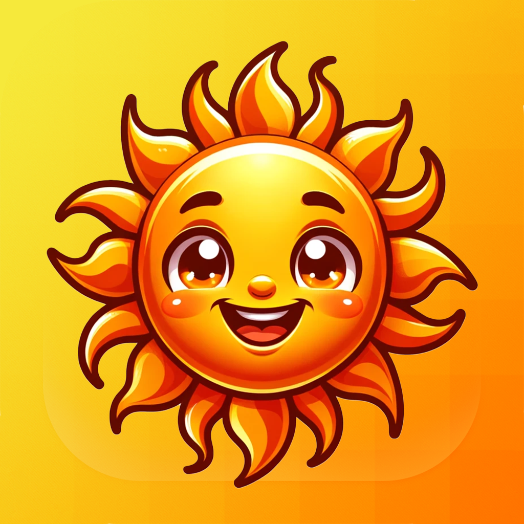 DIY Sun Science app icon with a orange 3D cartoon circle design featuring a sun.