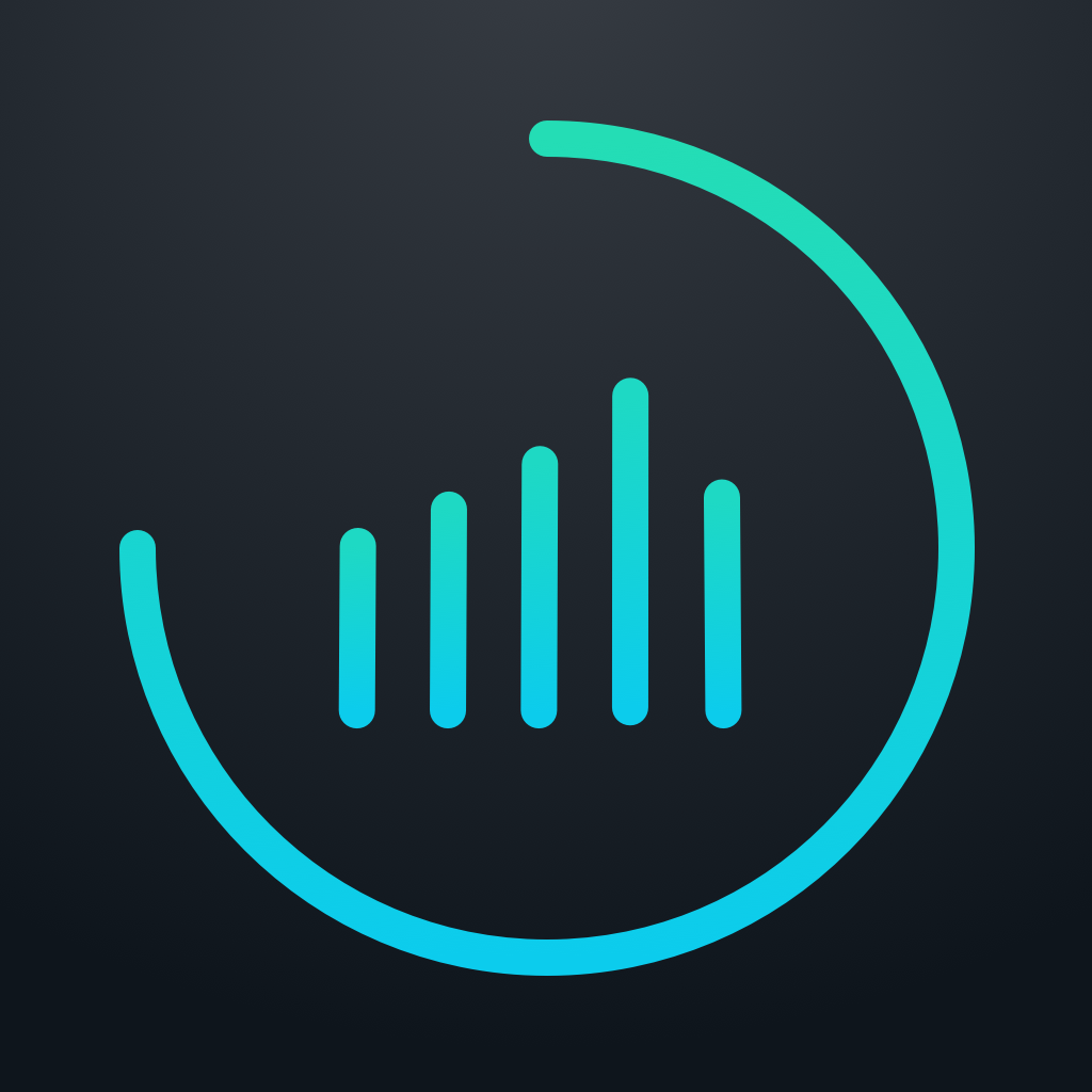FitPort app icon with a blue flat minimalist squircle design featuring an audio equalizer.