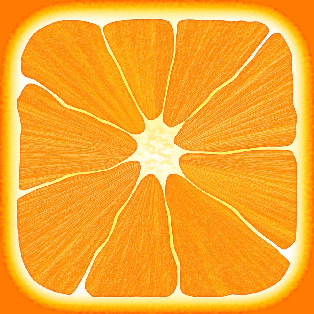 Nutrients - Nutrition Facts app icon with a orange flat minimalist squircle design featuring an orange slice.