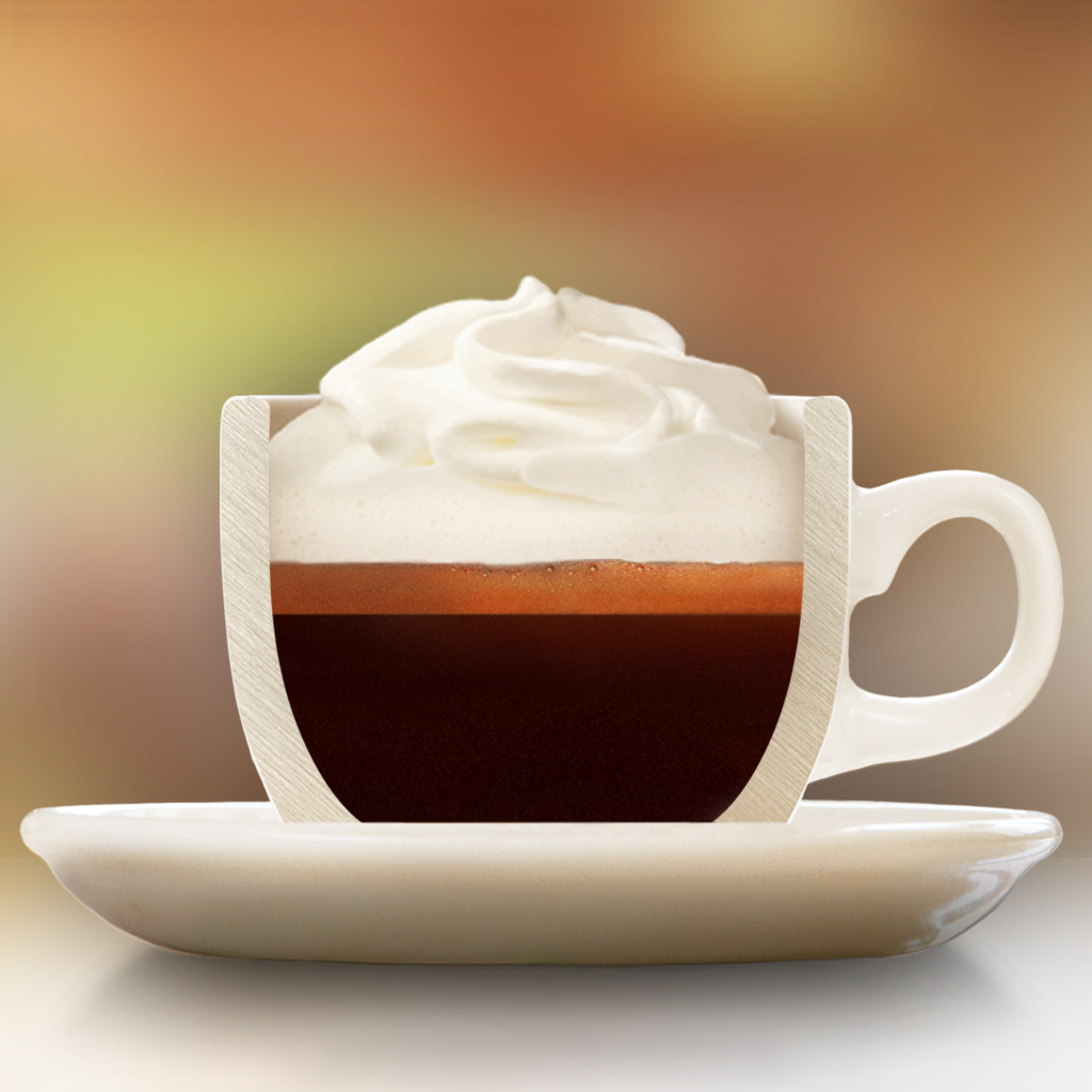 The Great Coffee App app icon with a orange soft 3D organic shape design featuring a coffee cup cross-section.