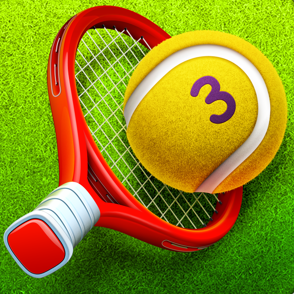 Hit Tennis 3 app icon with a green 3D cartoon squircle design featuring a tennis racket and ball.