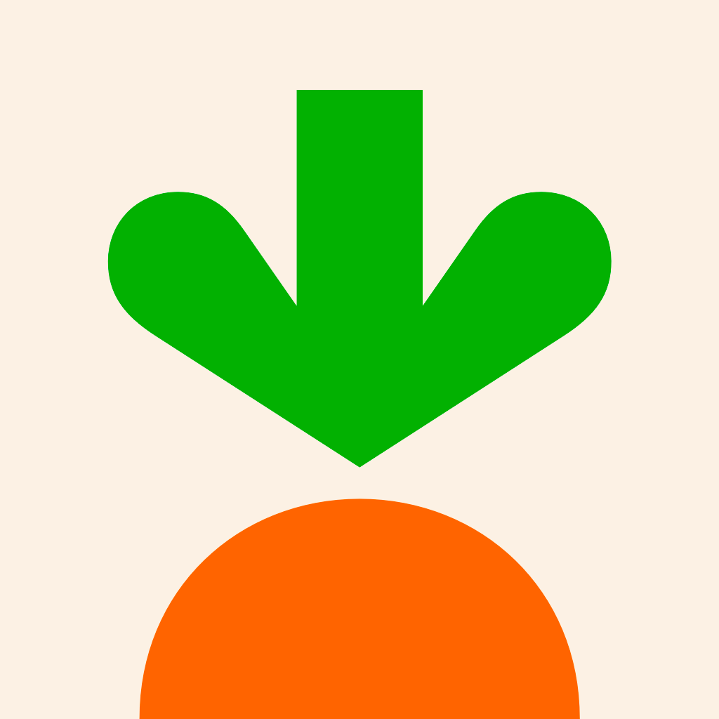 Instacart app icon with a yellow flat minimalist squircle design featuring a downward arrow.