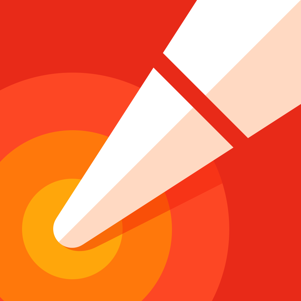 Linea Sketch app icon with a red flat minimalist rounded rectangle design featuring a pencil.