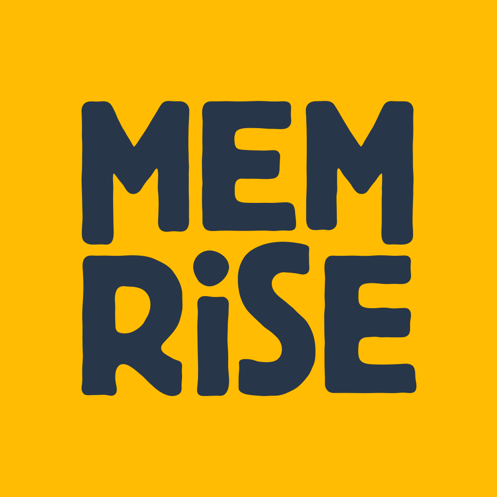 Memrise app icon with a yellow flat minimalist squircle design featuring a typography.