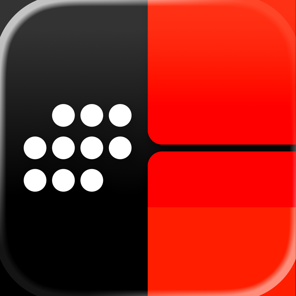 Timepage app icon with a red flat minimalist squircle design featuring an abstract geometric symbol.