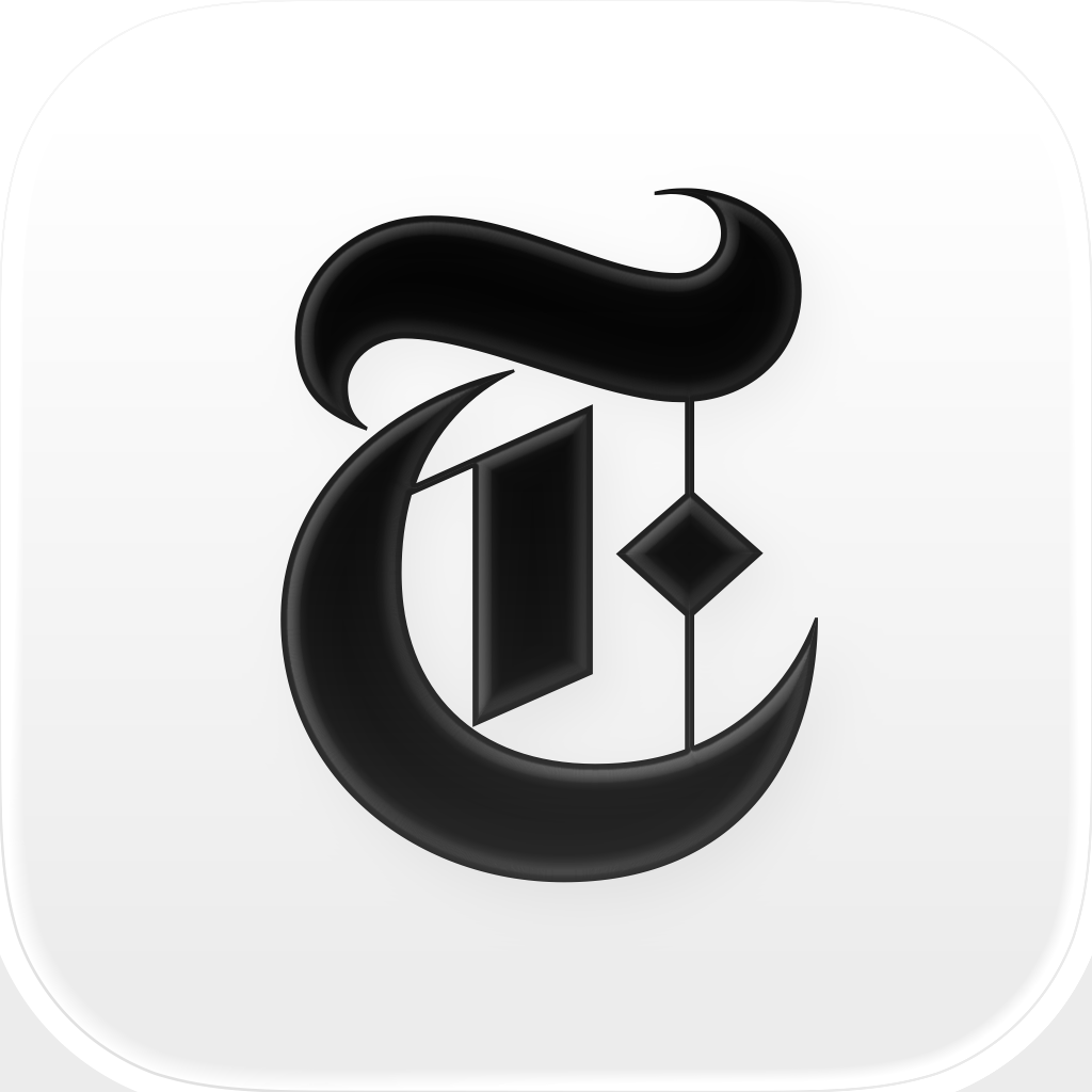 NYTimes app icon with a white soft 3D squircle design featuring a stylized letter t.