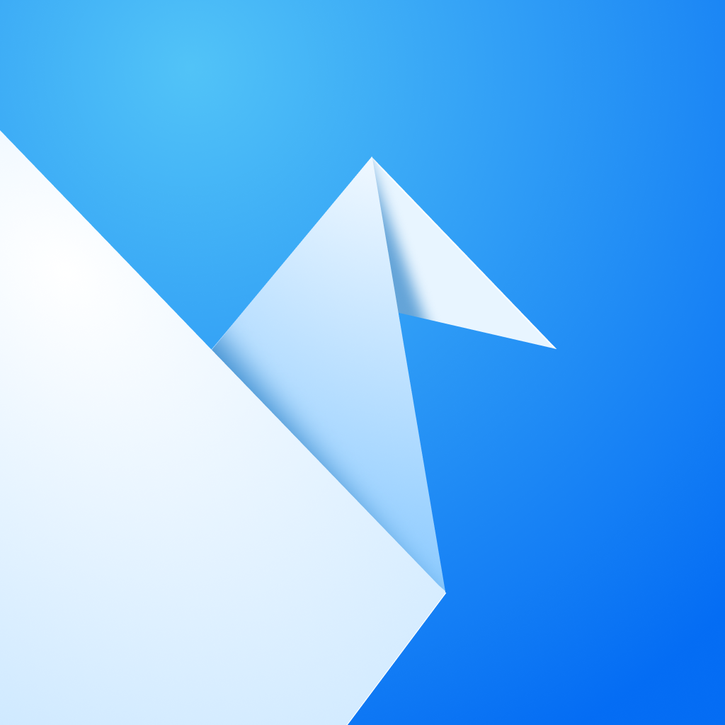 Origami Live app icon with a blue abstract gradient geometric planes design with layered depth.