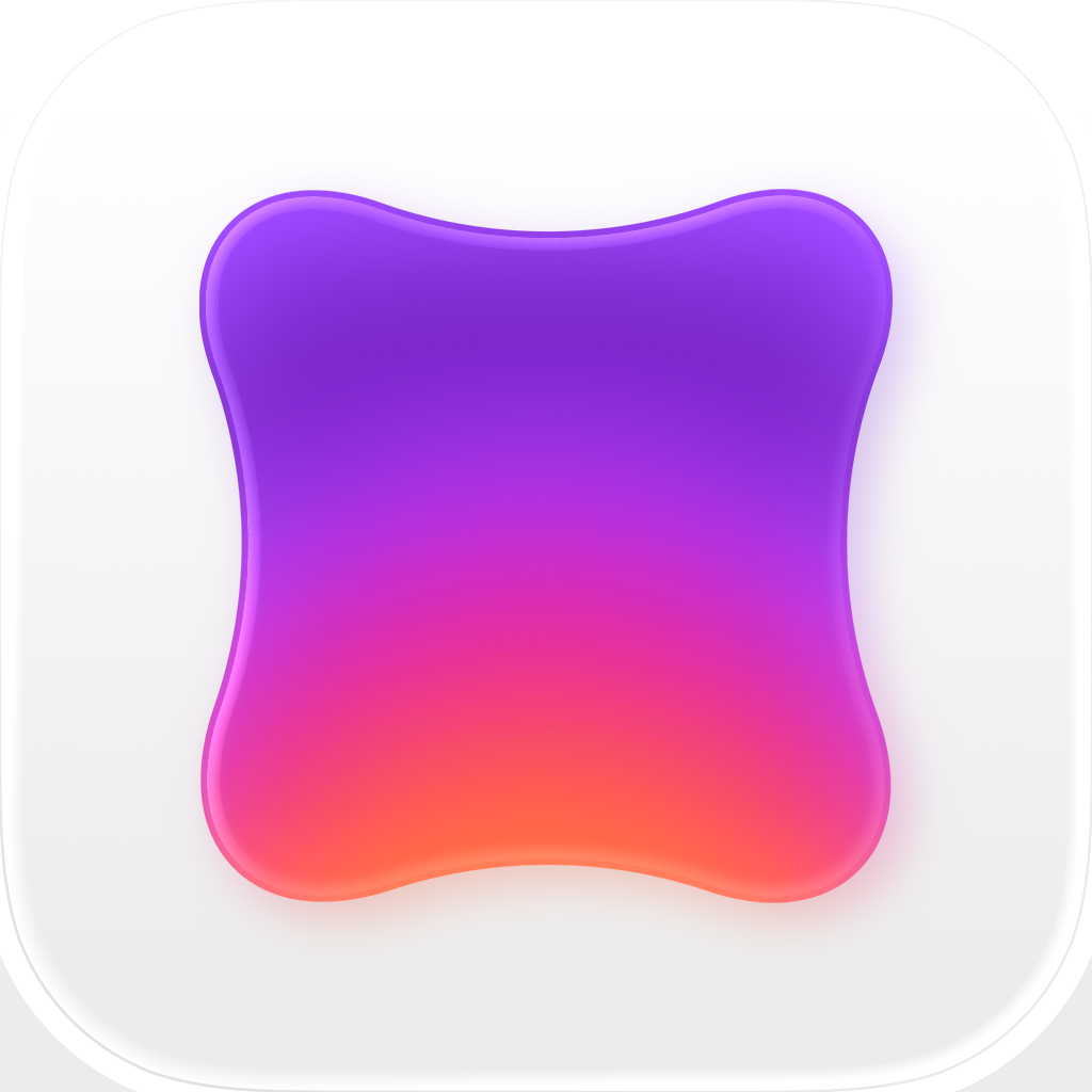 Pillow app icon with a white soft 3D organic shape design with centered object.