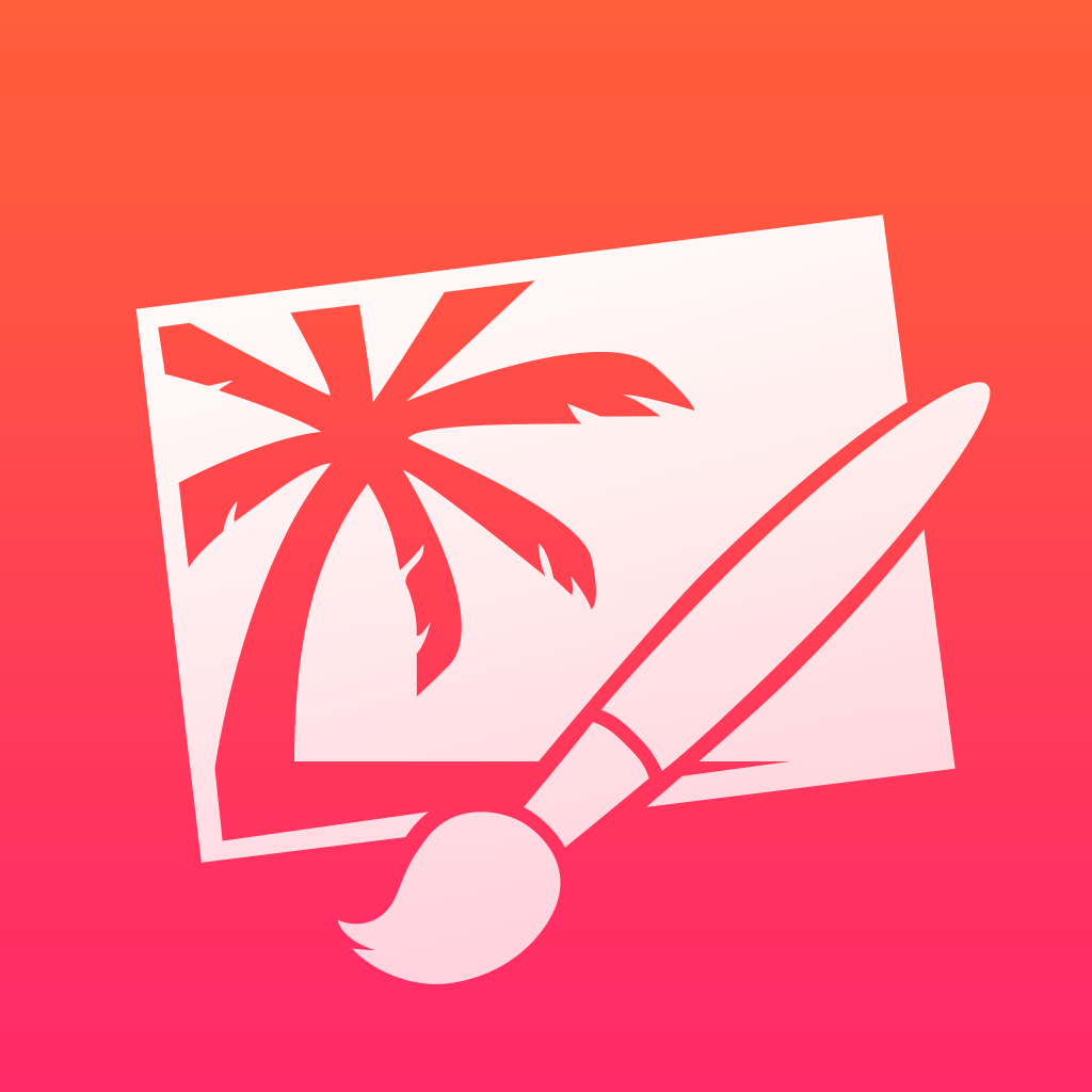 Pixelmator app icon with a red flat minimalist rounded rectangle design featuring an abstract flower sketch.