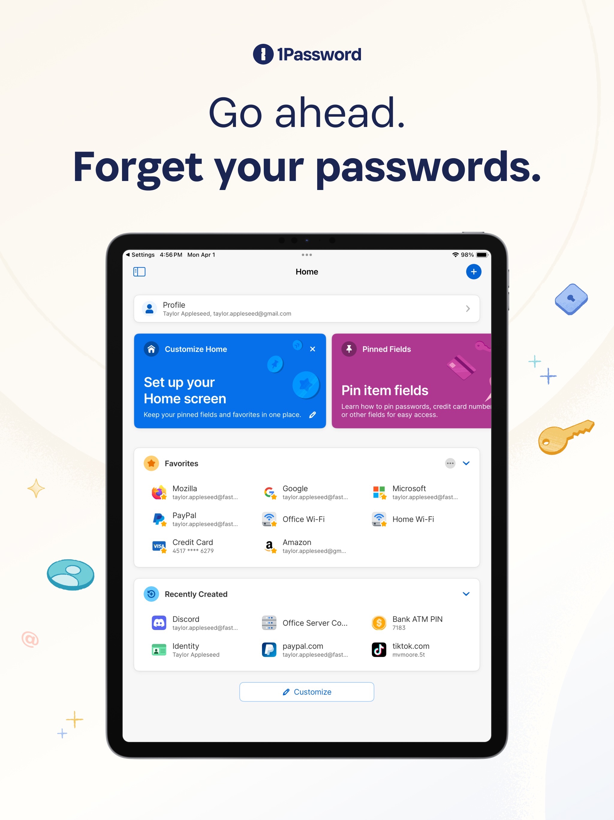 1Password: Password Manager iPad screenshot 1