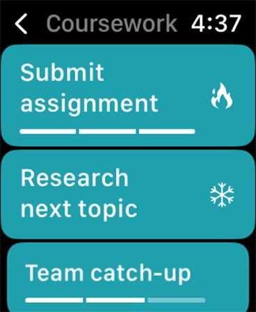 Actions Apple Watch screenshot 2