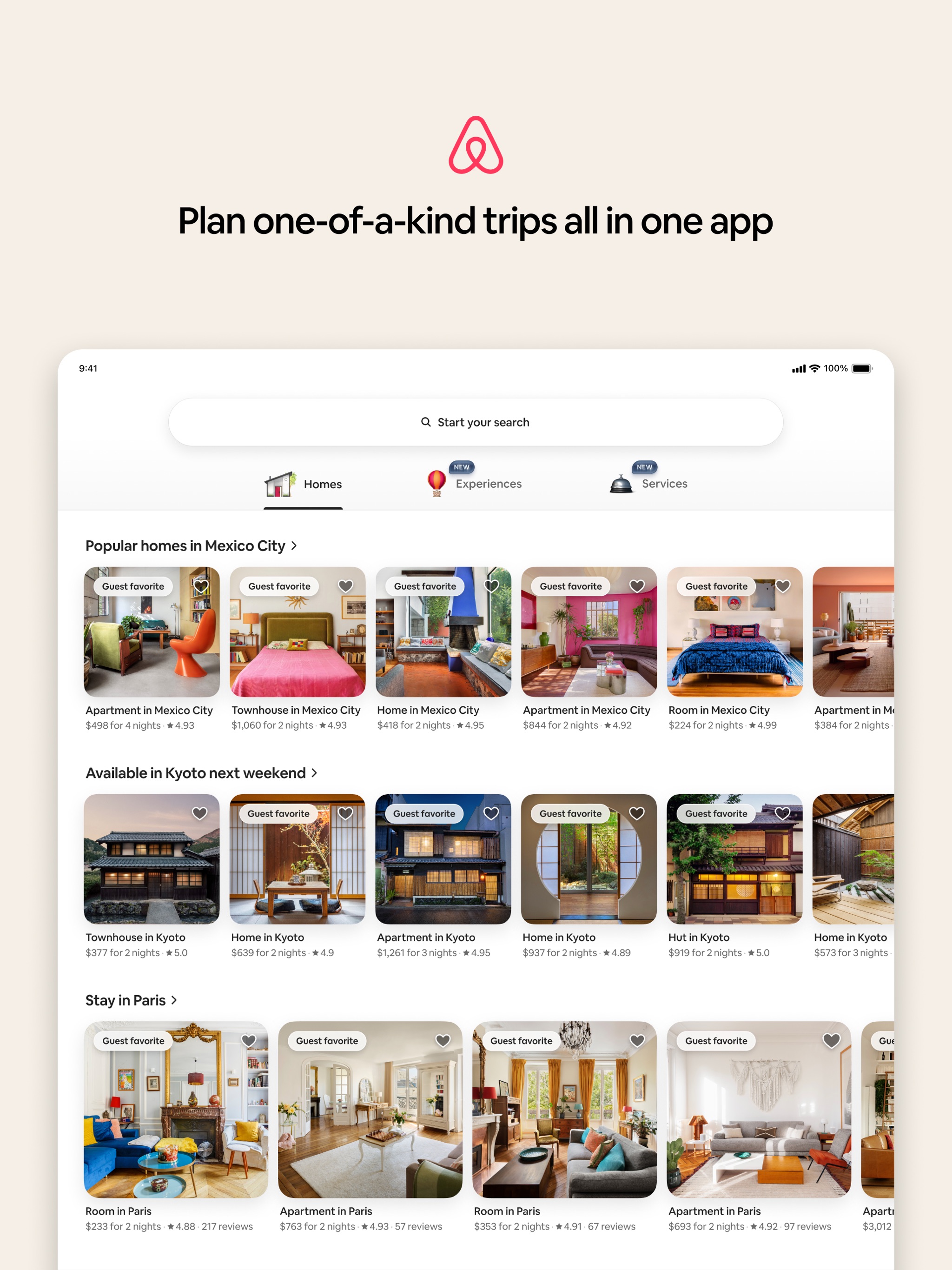 Airbnb iPad screenshot 1