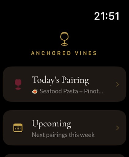 Anchored Vines: Wine Companion Apple Watch screenshot 1