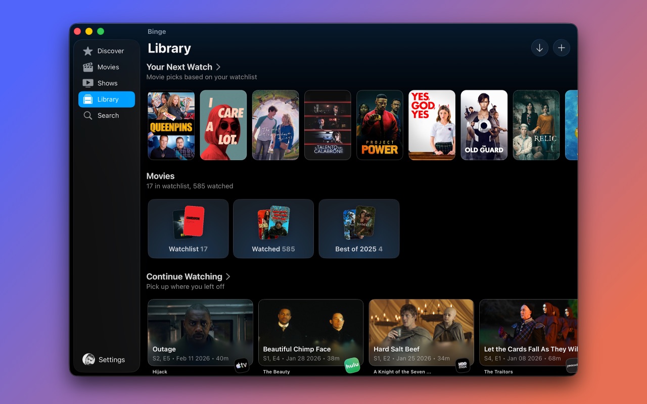 Binge: Movies and Shows Mac screenshot 4