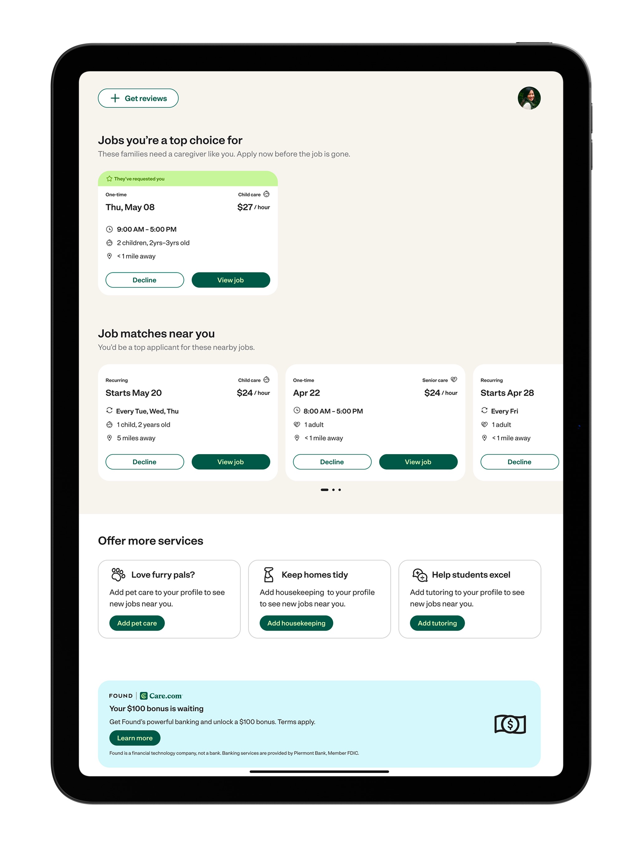 Care.com Caregiver: Find Jobs iPad screenshot 1