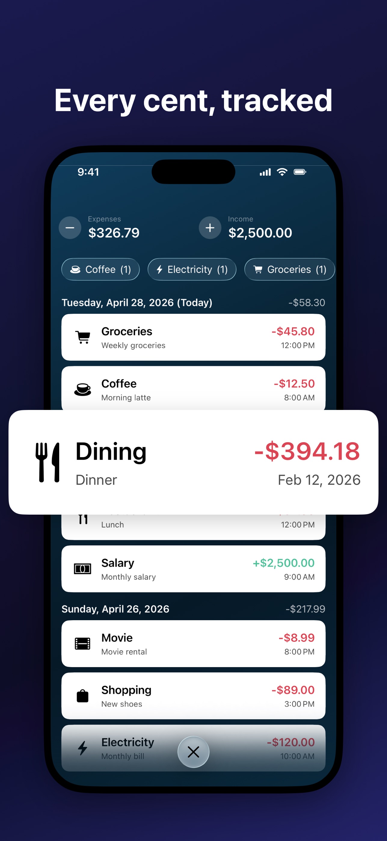 Coins - Spending Tracker iPhone screenshot 3