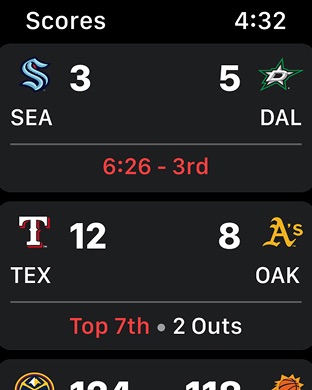 ESPN: Live Sports & Scores Apple Watch screenshot 2