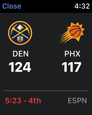 ESPN: Live Sports & Scores Apple Watch screenshot 3