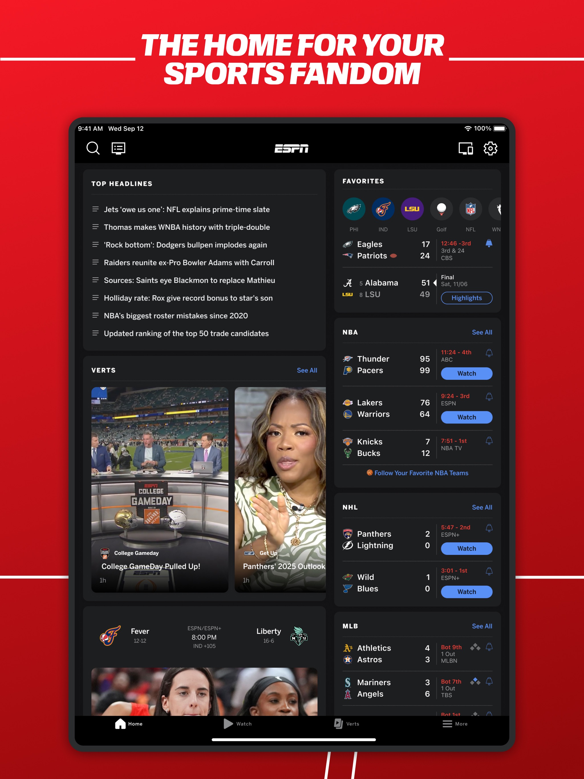 ESPN: Live Sports & Scores iPad screenshot 2