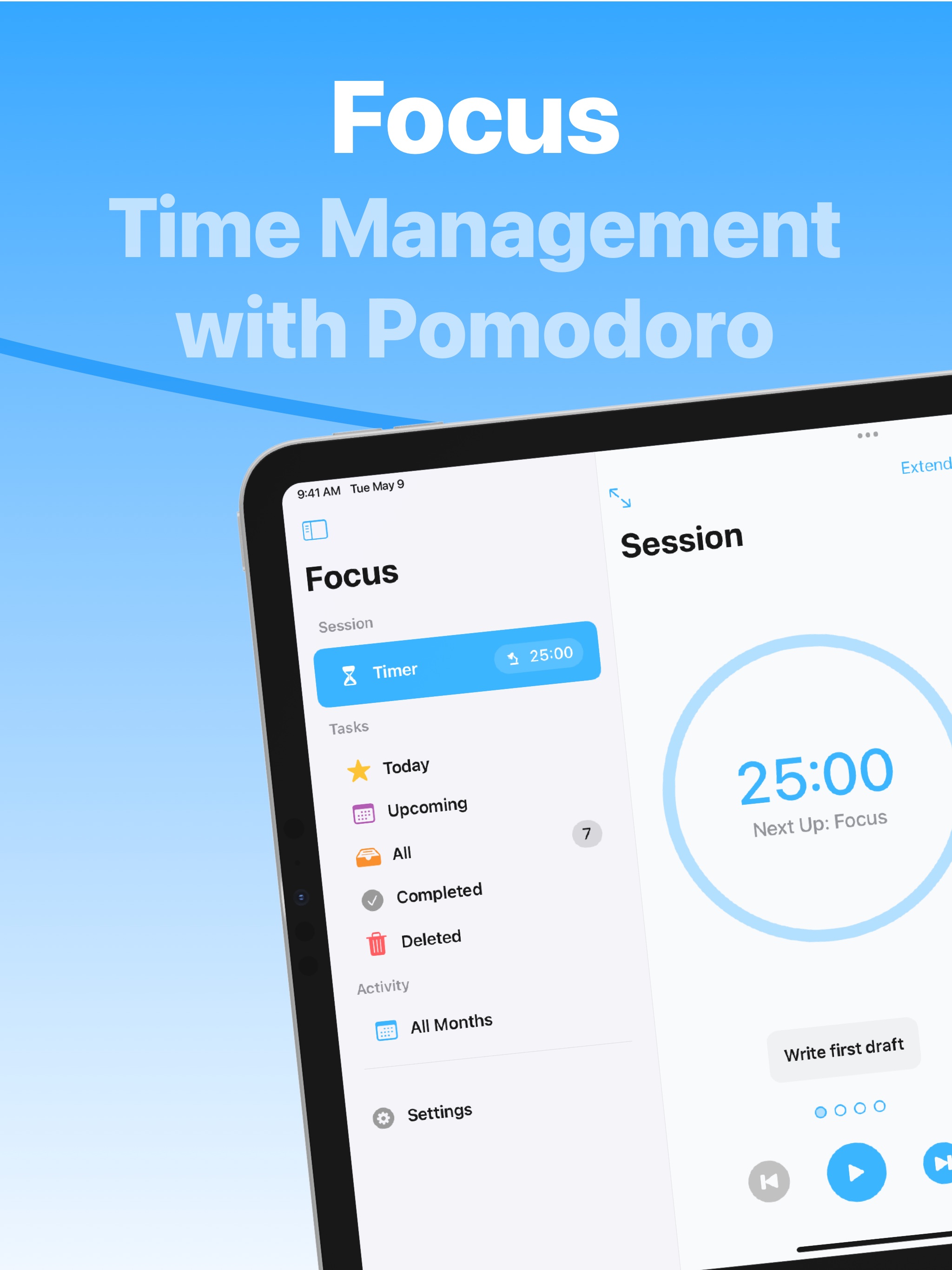 Focus - Timer for Productivity iPad screenshot 1