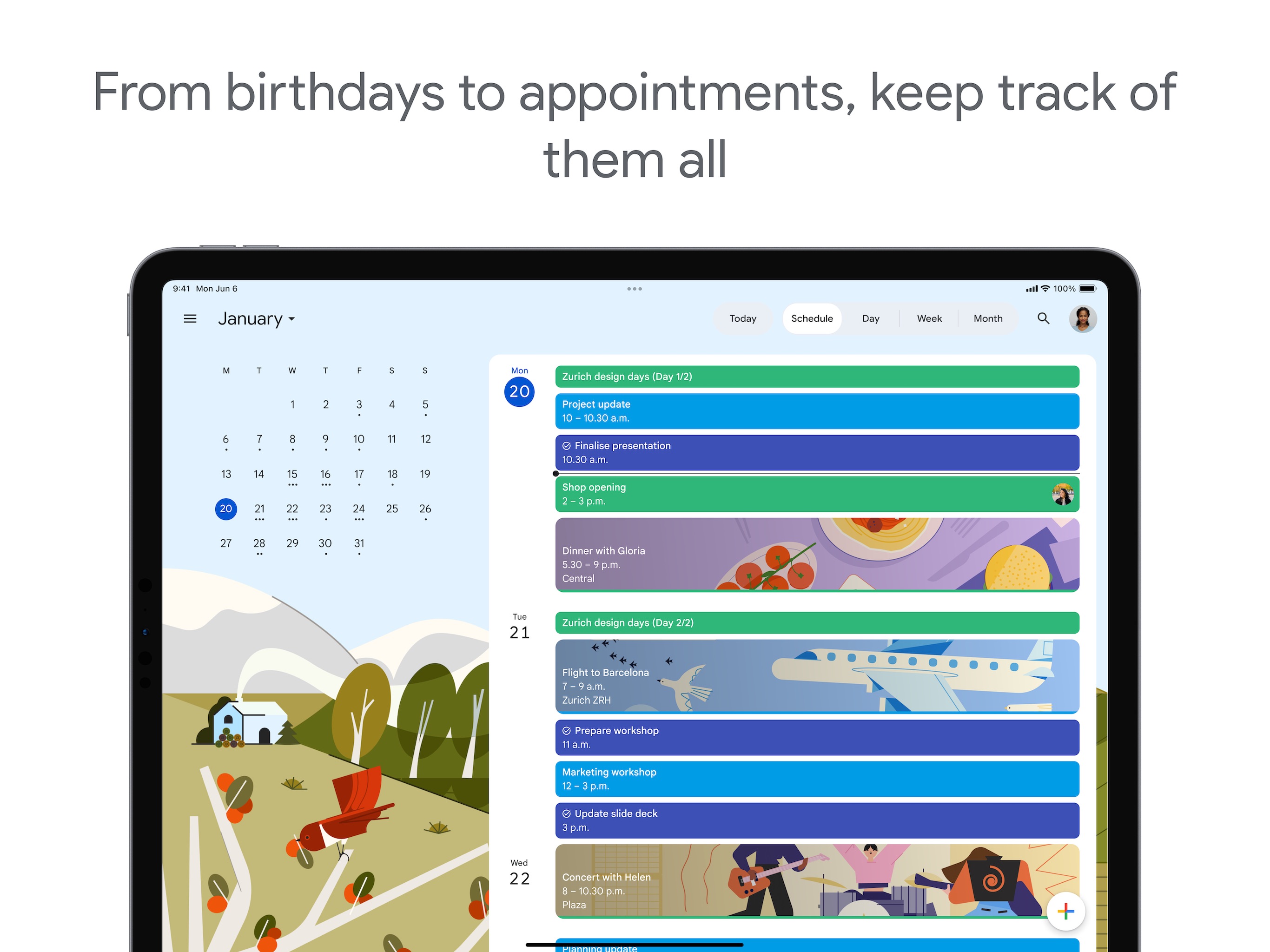 Google Calendar iPad screenshot 1