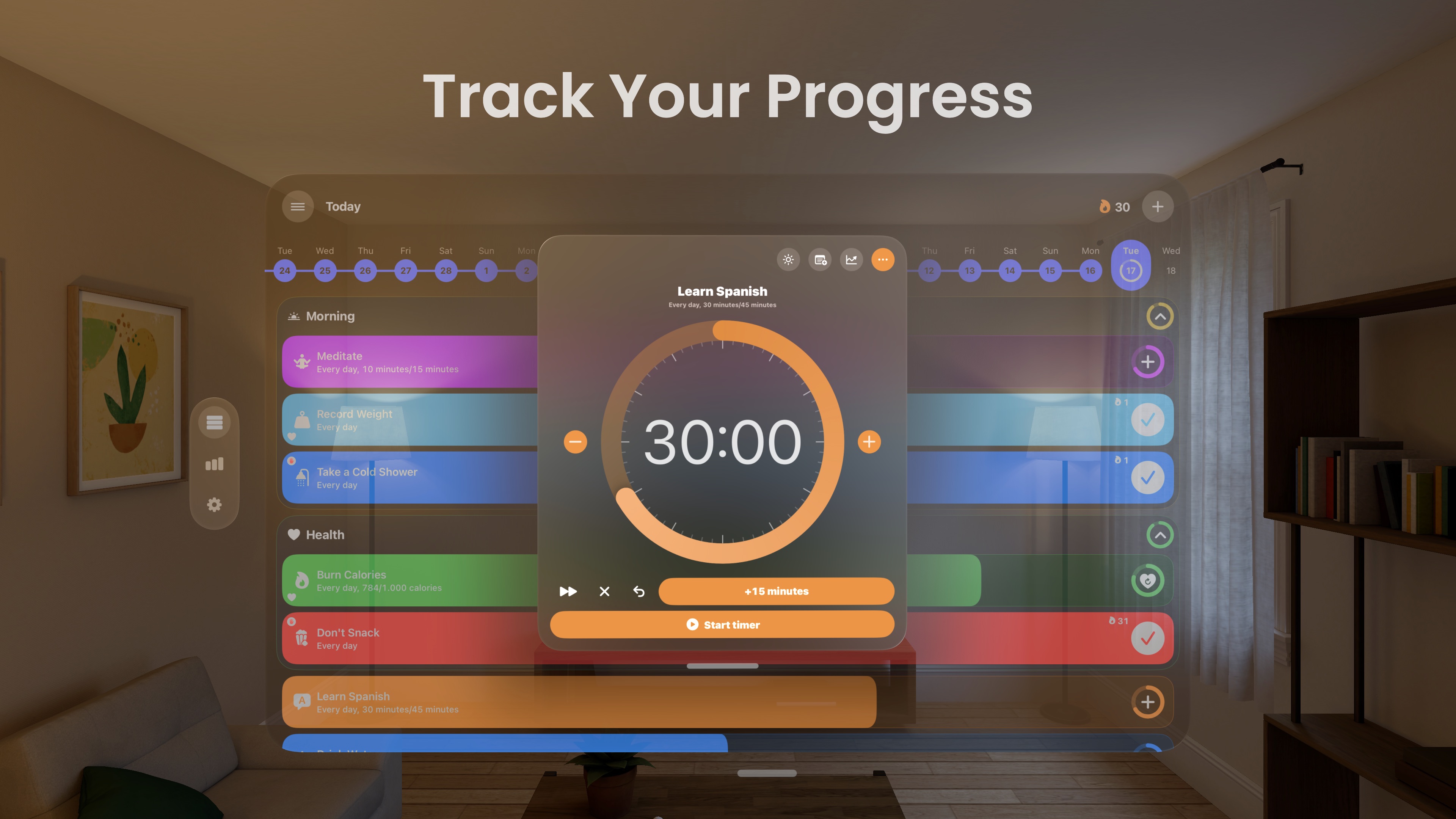 Grit: Daily Habit Tracker Apple Vision screenshot 2