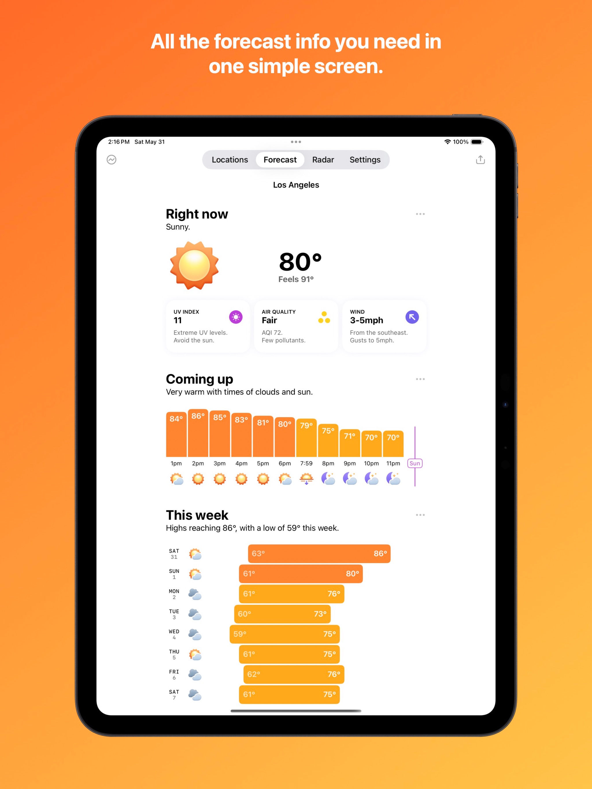 Hello Weather iPad screenshot 1