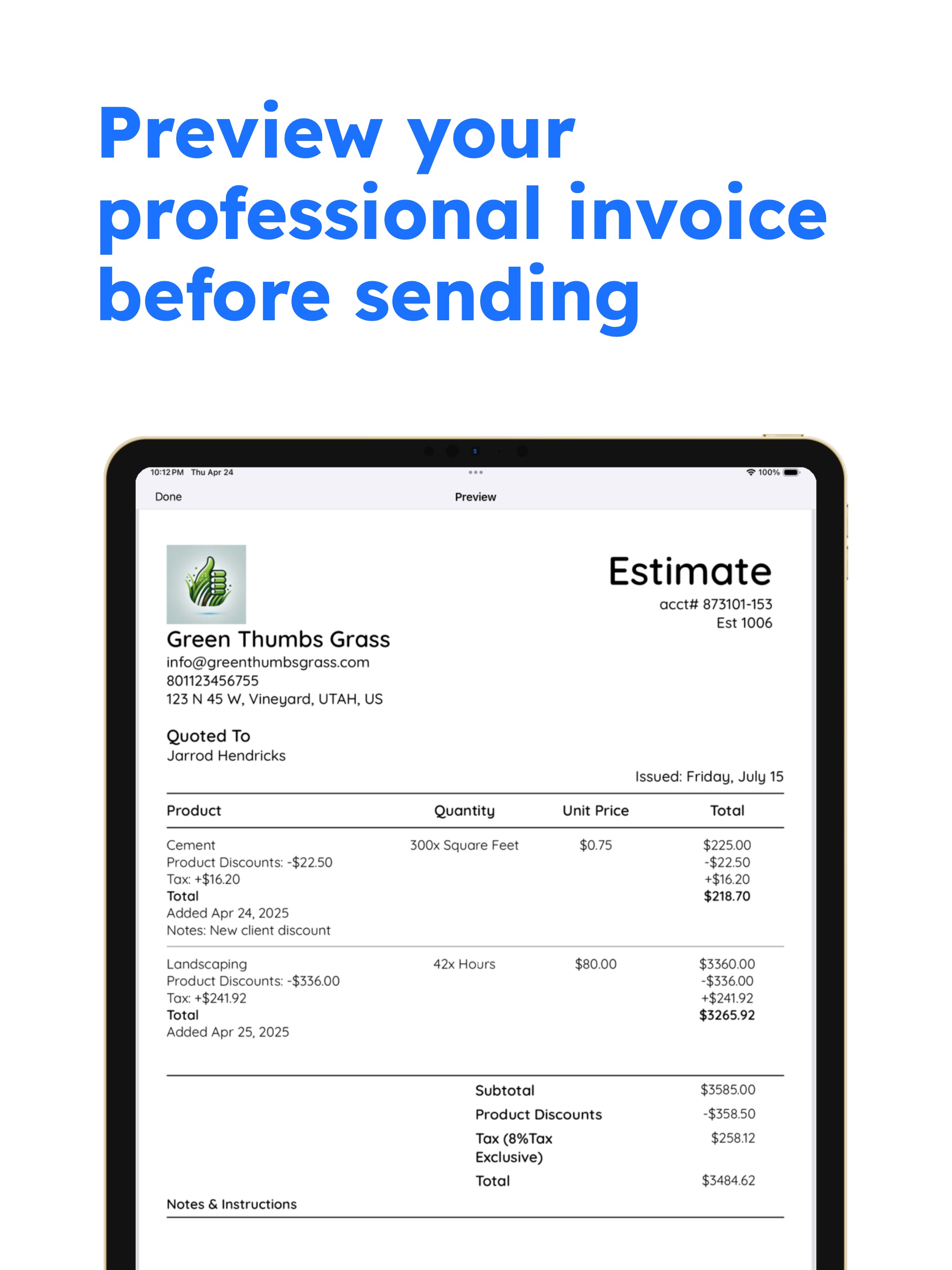 Invoice Blu : Invoice Maker iPad screenshot 3