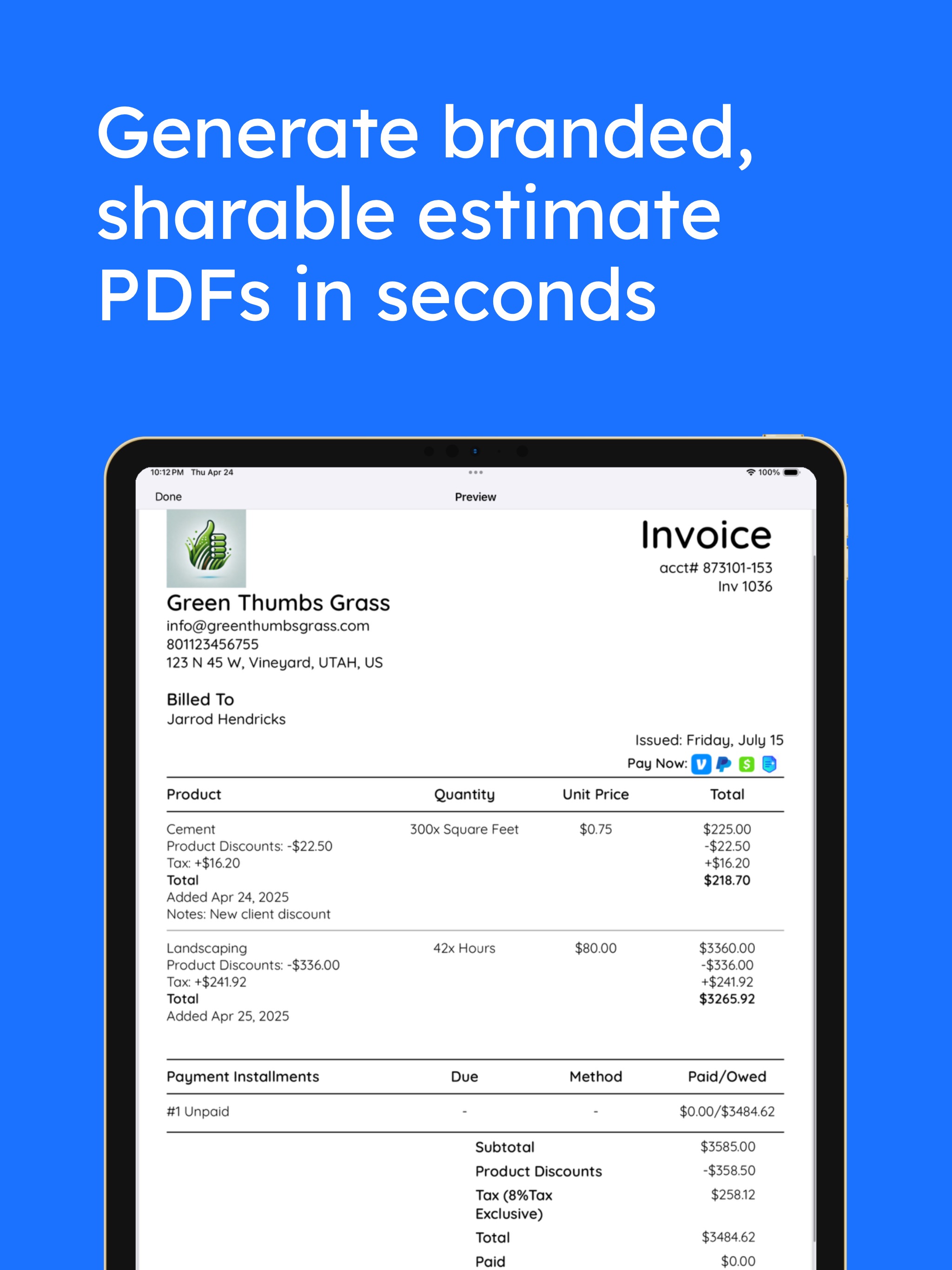 Invoice Blu : Invoice Maker iPad screenshot 5