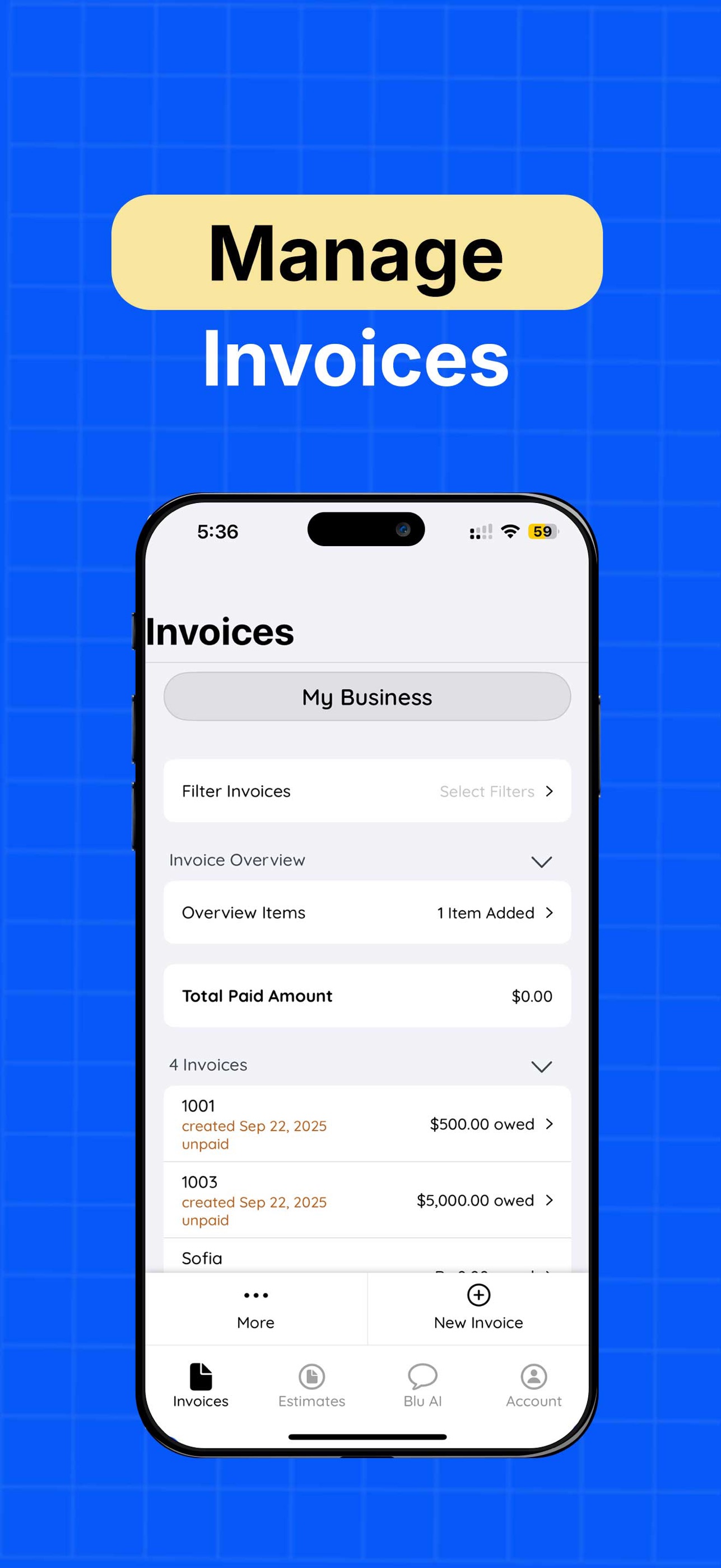 Invoice Blu : Invoice Maker iPhone screenshot 5