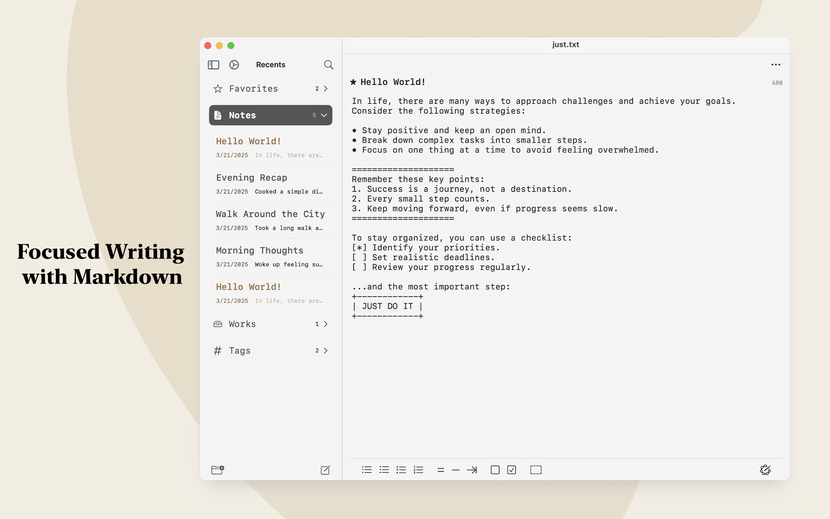 Just.txt • Plain Text Editor Mac screenshot 2
