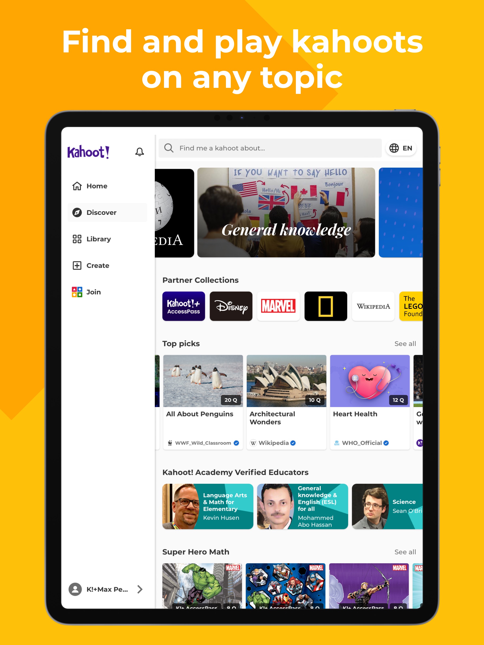 Kahoot! Play & Create Quizzes iPad screenshot 1