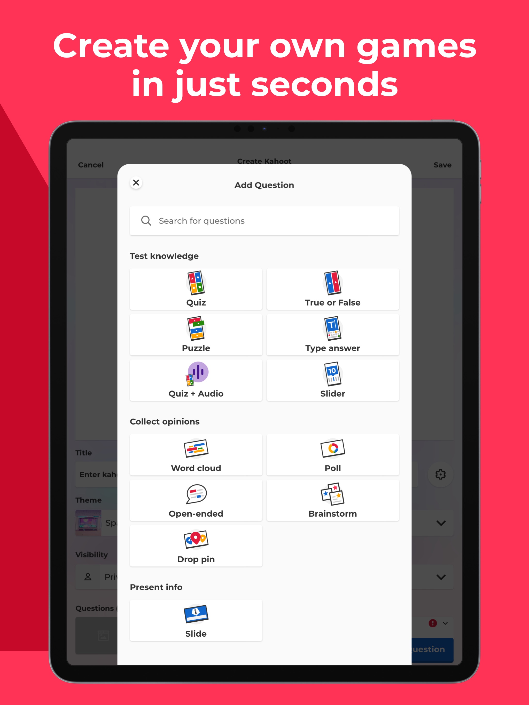 Kahoot! Play & Create Quizzes iPad screenshot 2