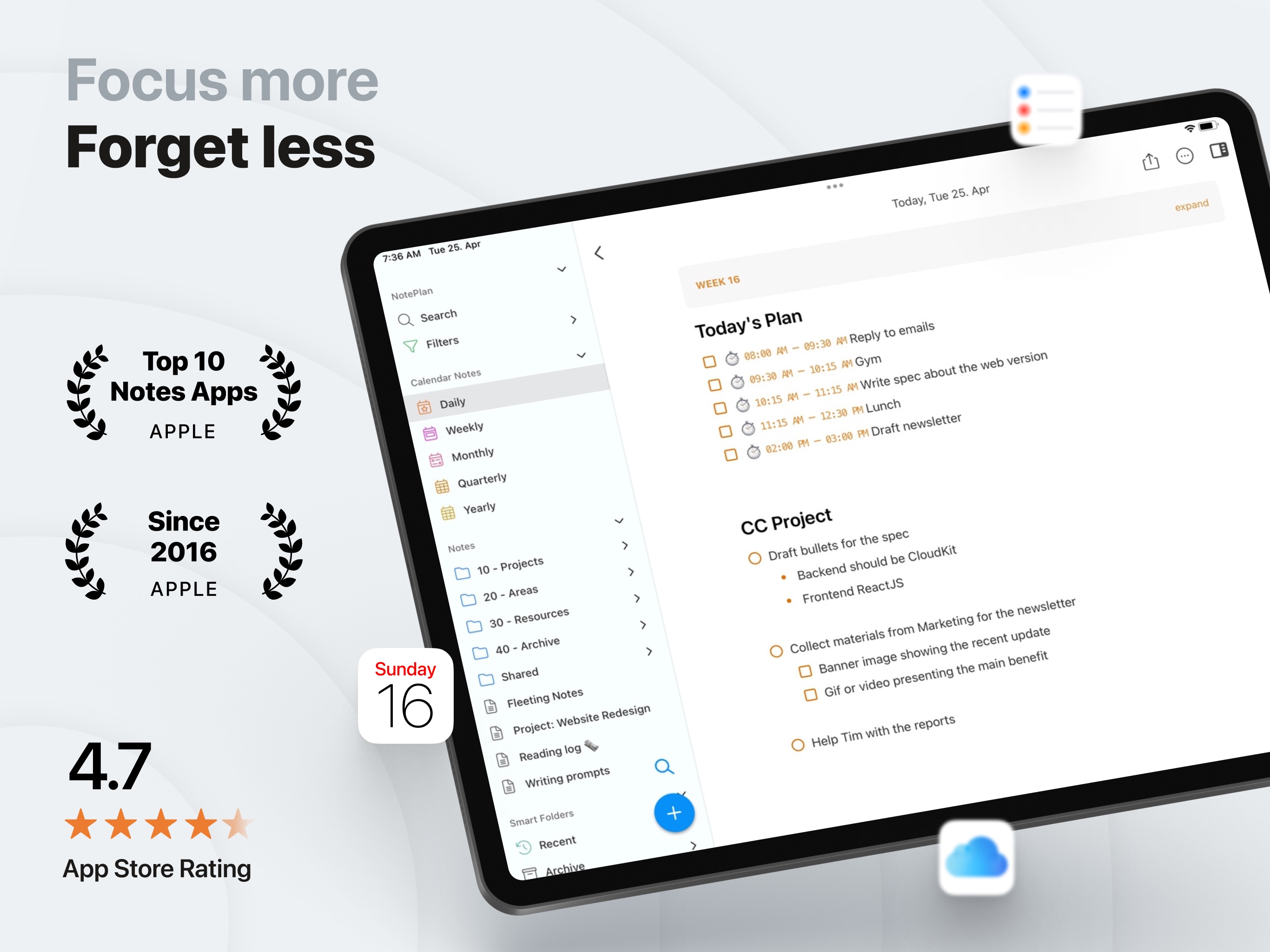 NotePlan iPad screenshot 1
