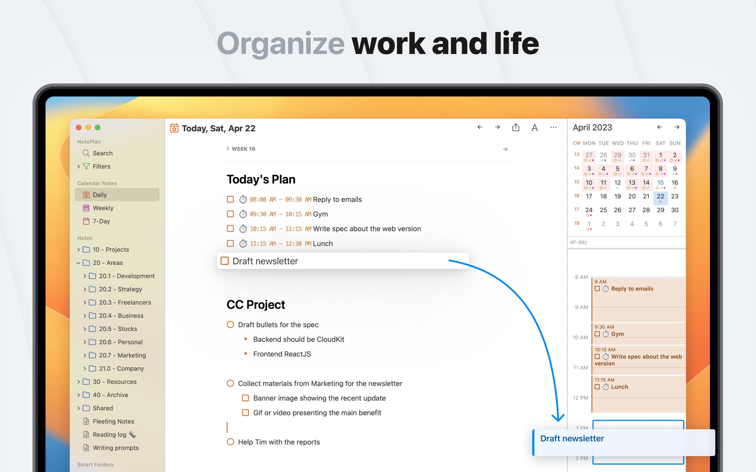 NotePlan Mac screenshot 3