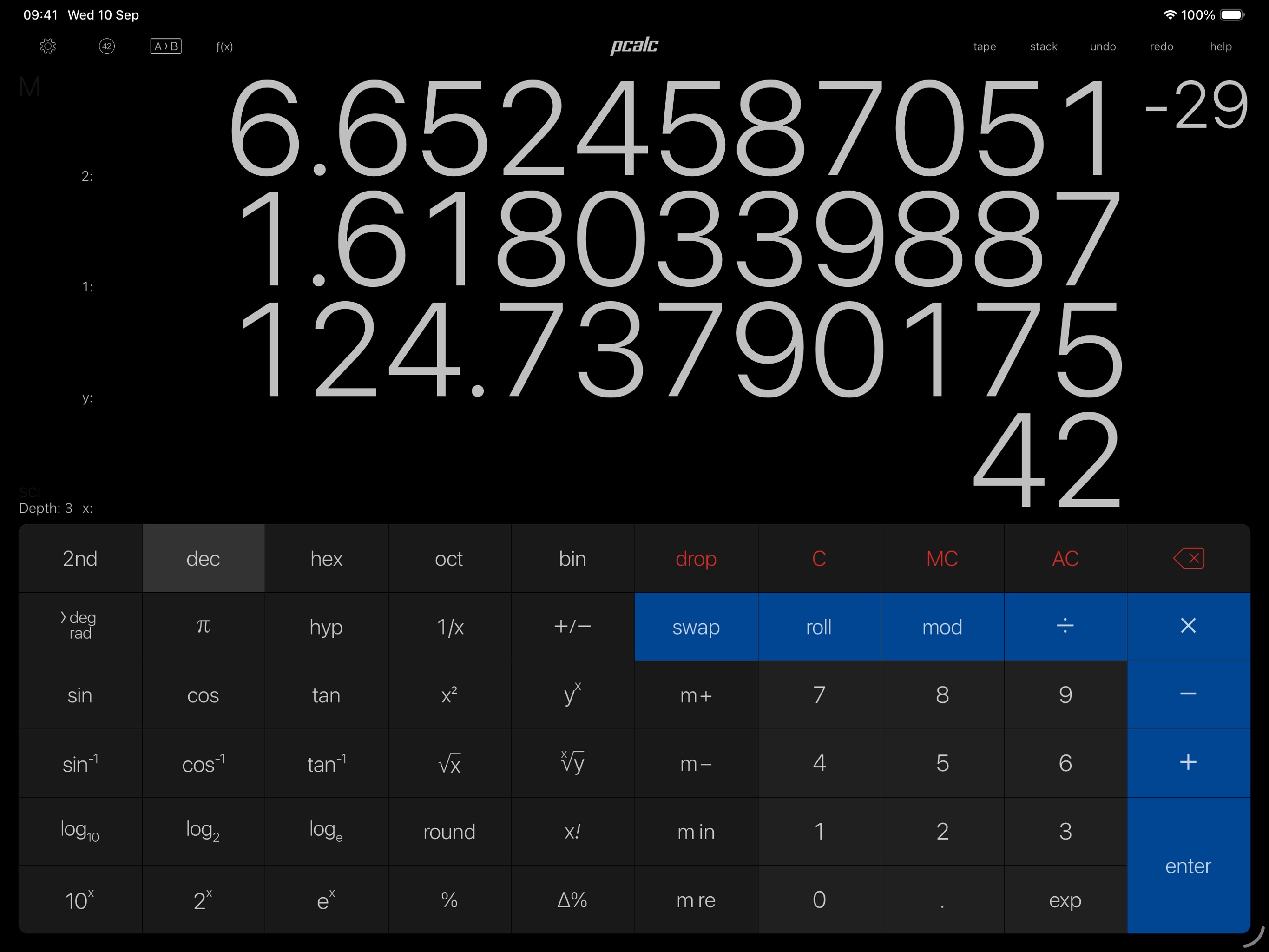 PCalc iPad screenshot 2